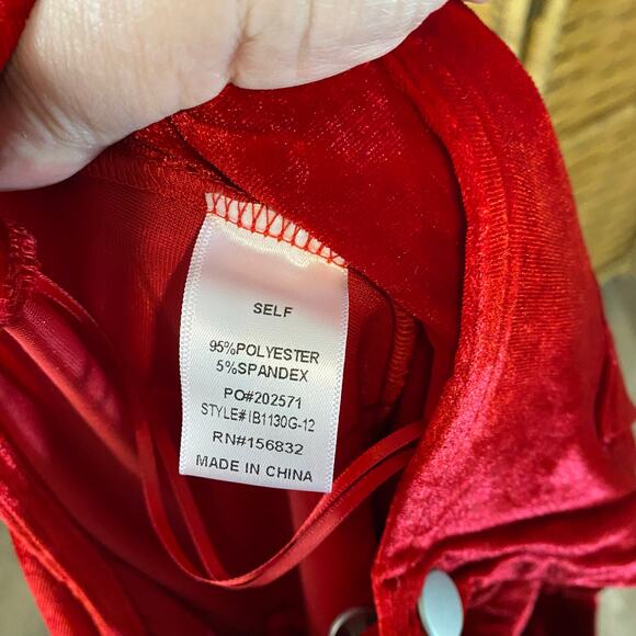 BiBi Red Velvet Wide Leg Overalls Jumpsuit Adjustable Straps Size Medium boho - Picture 4 of 6